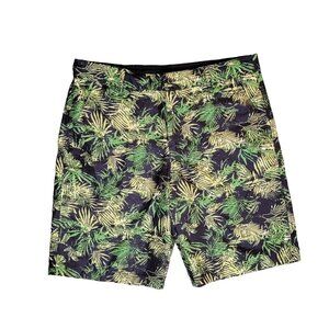 RQQBA Green Tropical Palm Leafs Board Shorts Mens Size 35 Swim Hawaiian